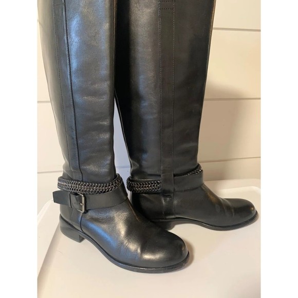 Elie Tahari Shoes - Elie Tahari Riding Boots Size 6.5 Black Pull On Ankle Buckle